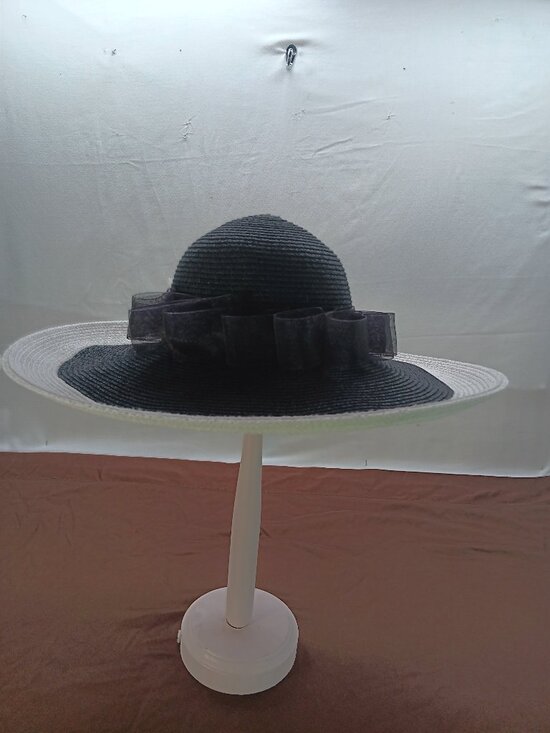 Ellen Tracy Black White Wide Brim Summer Hat – Church, Derby, Tea Party main image 4